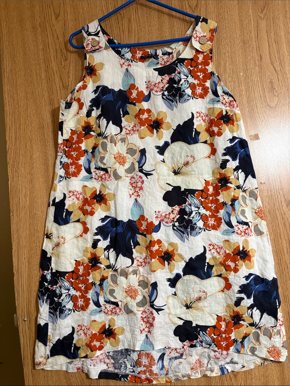 CHARLIE B Floral dress— Navy, Orange, Cream